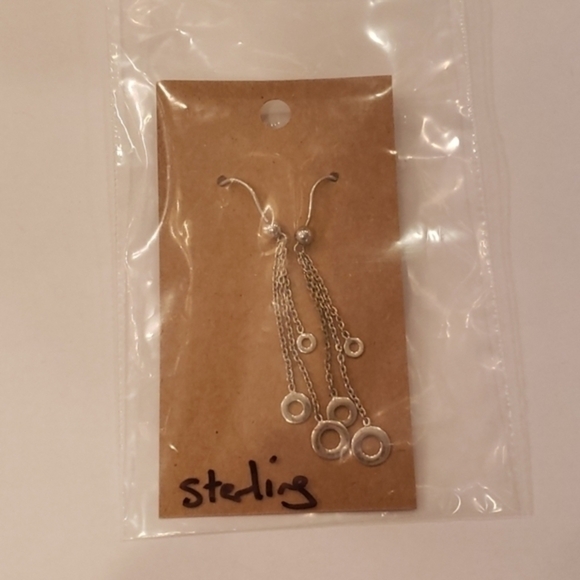 Sterling silver dangle drop circles chain 925 - Picture 5 of 6